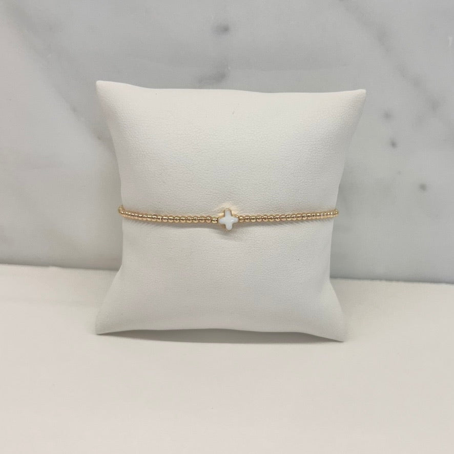 Mini Cross Bracelet in White