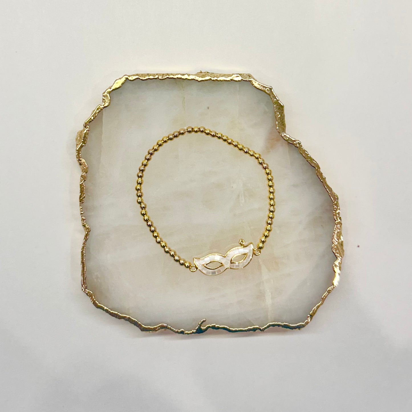 Mardi Gras Mask Bracelet in White