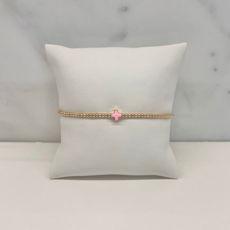 Mini Cross Bracelet in Pink