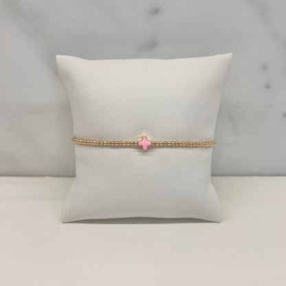 Mini Cross Bracelet in Pink