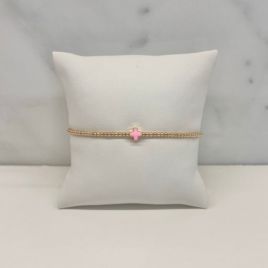Mini Cross Bracelet in Pink