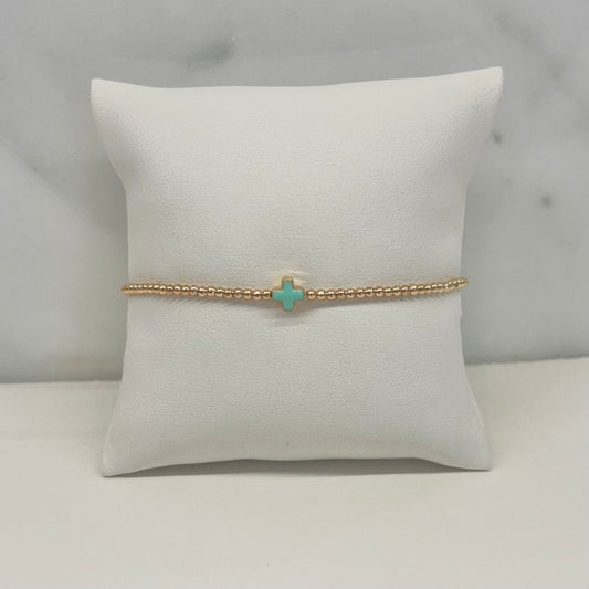 Mini Cross Bracelet in Mint