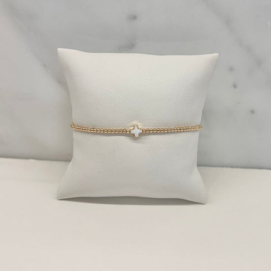 Mini Cross Bracelet in White