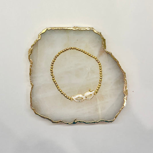 Mardi Gras Mask Bracelet in White
