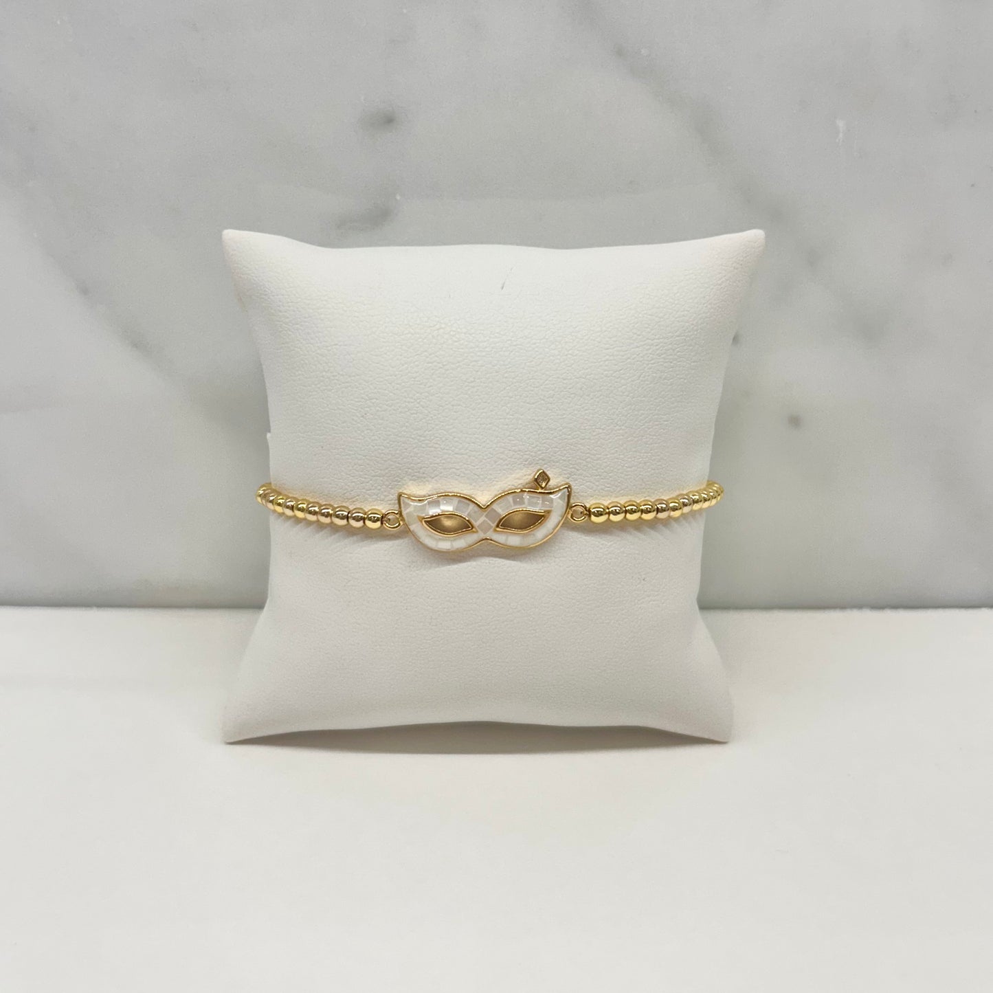 Mardi Gras Mask Bracelet in White