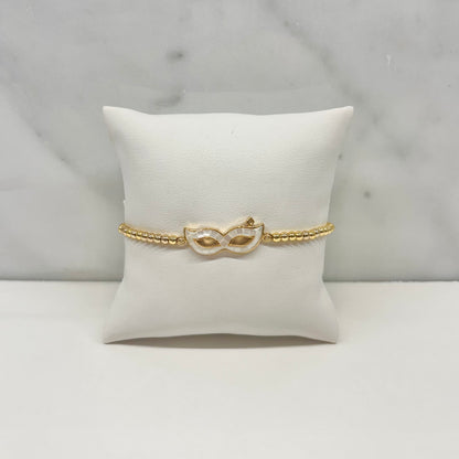 Mardi Gras Mask Bracelet in White
