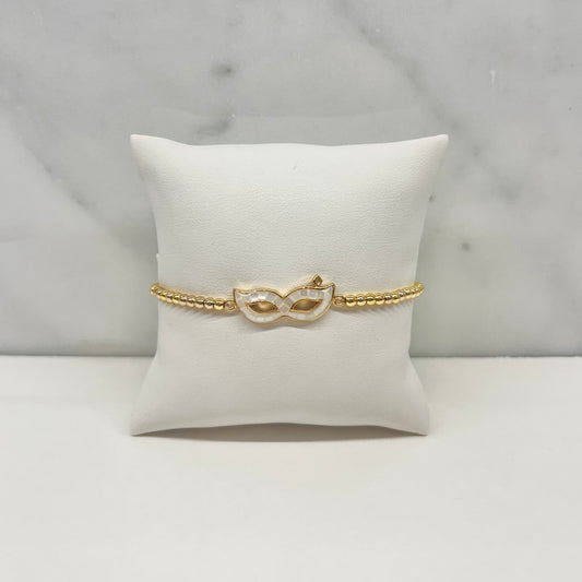 Mardi Gras Mask Bracelet in White
