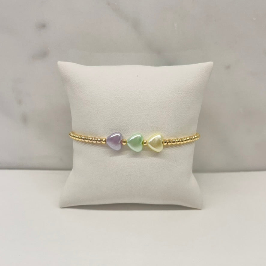 Mardi Gras Heart Bracelet