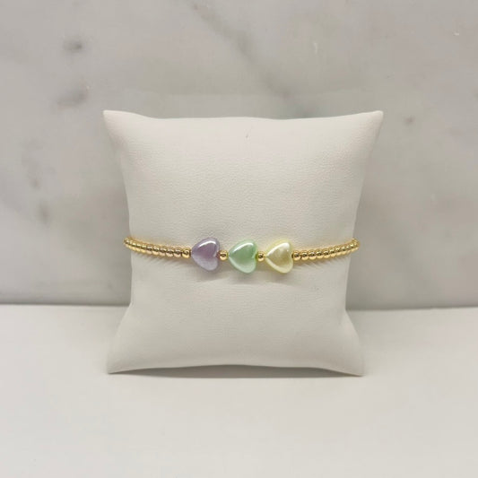 Mardi Gras Heart Bracelet
